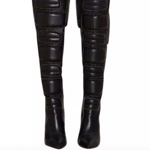 Jeffrey Campbell Black Motomama over the knee boots sz 6 $398